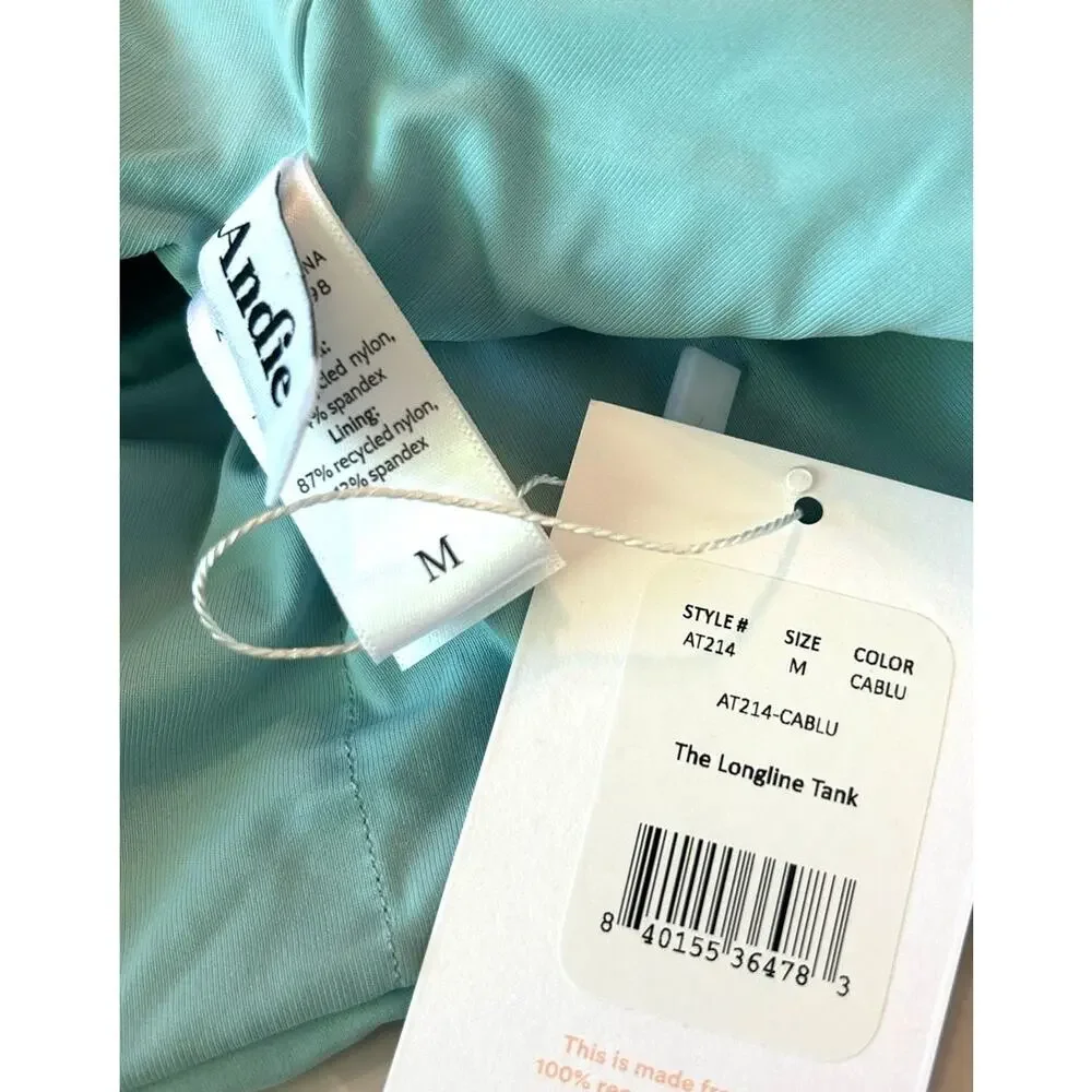 Andie Swim The Longline Tank in Cabana Blue M NWT
